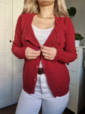 Maroon short wool button cardigan