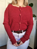 Maroon short wool button cardigan