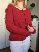 Maroon short wool button cardigan