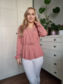 Wrap blouse in powder pink viscose