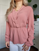 Wrap blouse in powder pink viscose