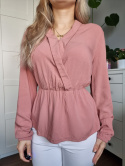 Wrap blouse in powder pink viscose