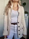 Creamy short wool and alpaca cardigan