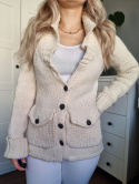 Creamy short wool and alpaca cardigan