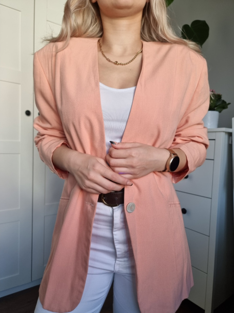 Pastelowa marynarka vintage z jedwabiem, wiskozą i wełną Pastelowa marynarka vintage z jedwabiem, wiskozą i wełną