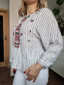 Blouse with Patches, 100% Linen, Size S