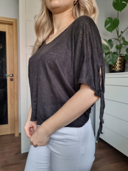 Dark grey oversized blouse, 100% linen