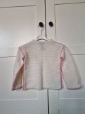 HANDMADE cream sweater with pink thread