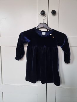 Velour navy blue dress for a girl