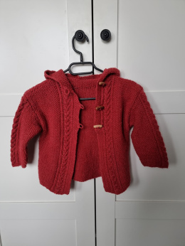 Red handmade children's sweater, 4–5 years