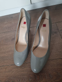 Grey glossy pumps Högl, genuine leather, size 38