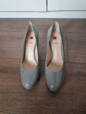 Grey glossy pumps Högl, genuine leather, size 38