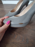 Grey glossy pumps Högl, genuine leather, size 38