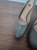 Grey glossy pumps Högl, genuine leather, size 38