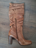 Bronx knee-high boots, natural leather, size 37