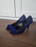 Ryłko cobalt high heels with snakeskin and open toe