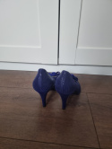 Ryłko cobalt high heels with snakeskin and open toe