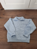 Warm light blue handmade sweater, 6–8 years