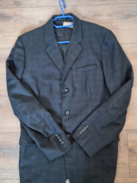 Black and navy blue melange jacket, wool Black and navy blue melange jacket, wool