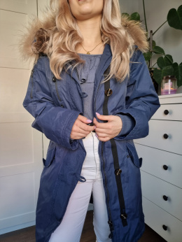 Navy blue spring jacket with hood r. 36