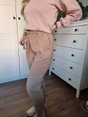 Camel trousers with a tie