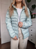 Pistachio quilted jacket with a hood for spring