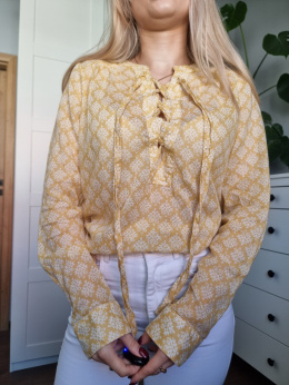 Yellow boho shirt with a tie made of airy cotton, KappAhl, r. S