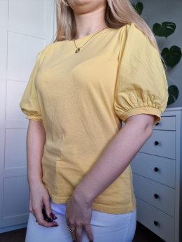 Sunny yellow blouse with puffs, cotton, size S