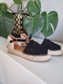 Czarno beżowe espadryle, lekkie, boho