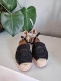 Czarno beżowe espadryle, lekkie, boho