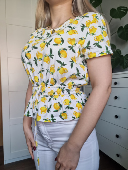 Bílá halenka s citrony, bavlna, velikost S