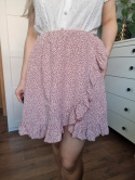Cute woman skirt with flowers, salmon, viscose 100%