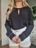 Elegant shirt with white piping, size M, viscose