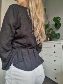 Black plumeti wrap shirt, size M