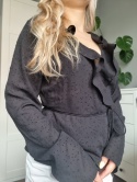 Black plumeti wrap shirt, size M