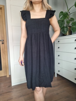Czarna letnia sukienka, wiskoza i len, Selected Femme, r. S