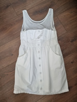 White cotton dress with mesh and buttons