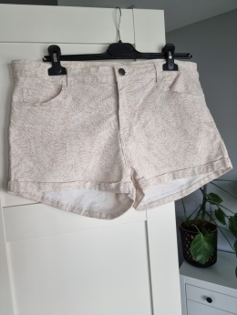 White and beige cotton shorts, plus size