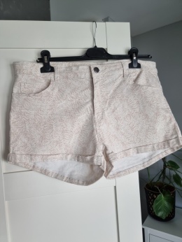 White and beige cotton shorts, plus size
