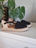 Czarno beżowe espadryle, lekkie, boho, rozmiar 39
